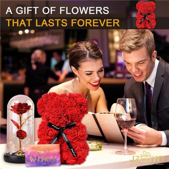 PreservedRose Birthday Gift for Women Mom Grandma Wife,Forever Flower with Glass - Picture 5 of 6